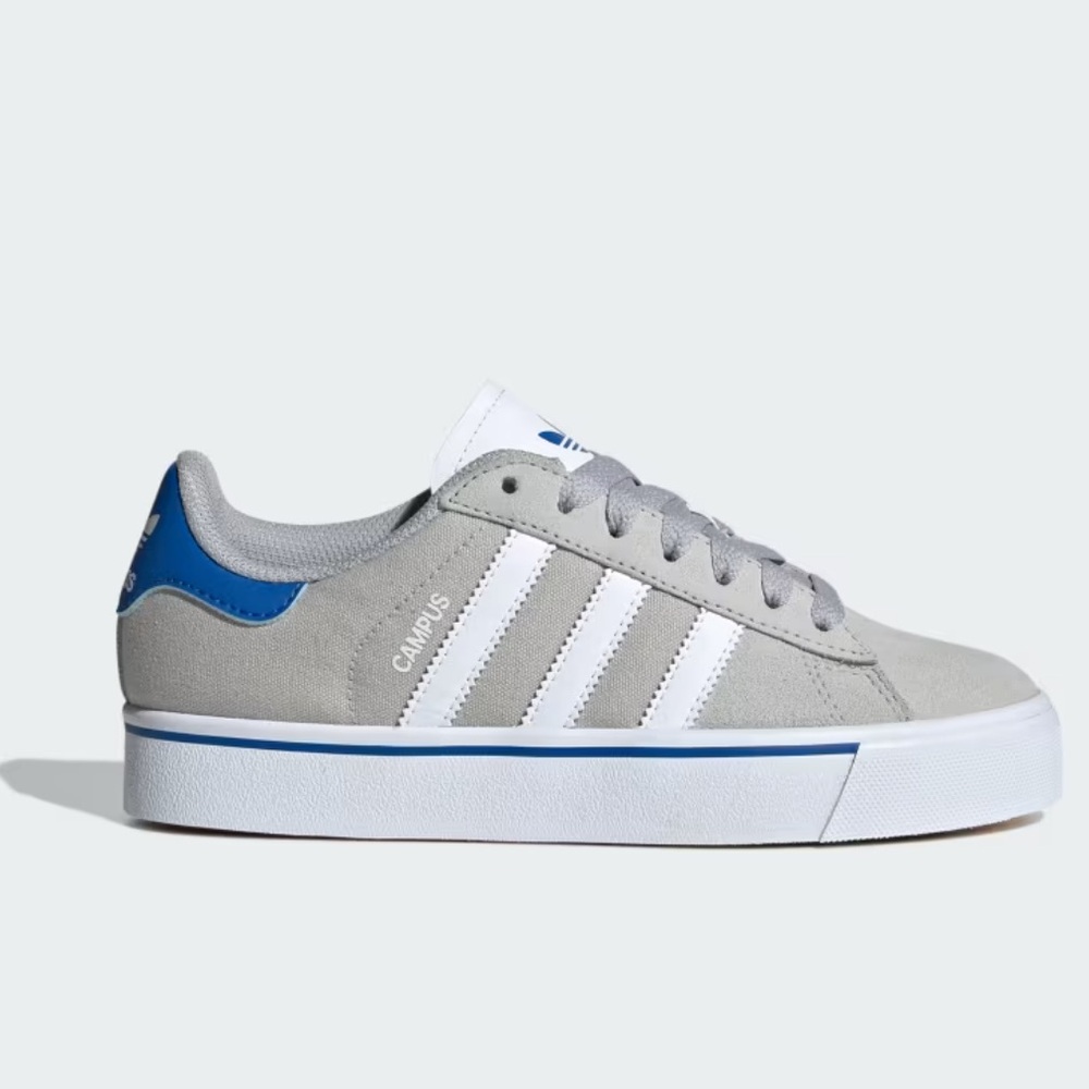 NIB Adidas Campus Vulc Grey/White/Blue 12 Men / 13 Women